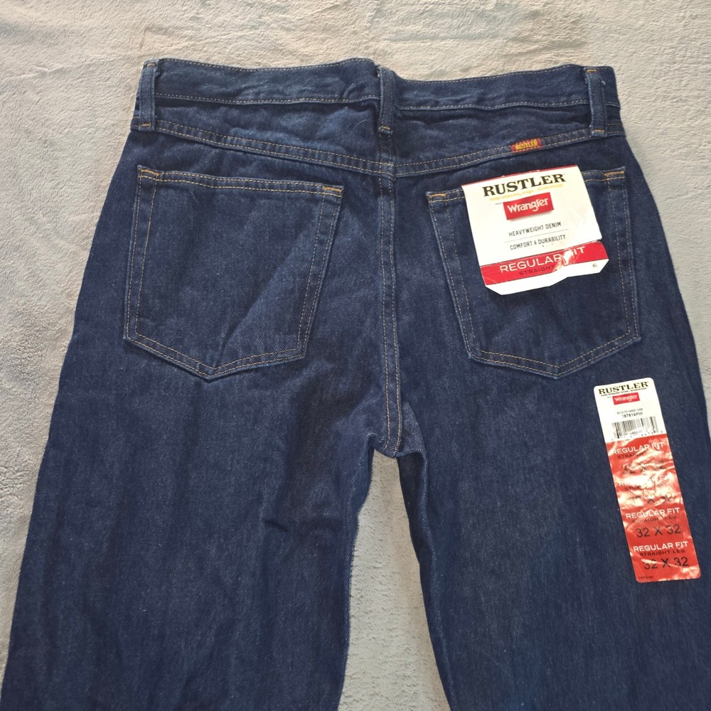 Rustler Wrangler Mens Regular Fit Straight Leg Heavyweight Denim Jeans 32x32 NWT